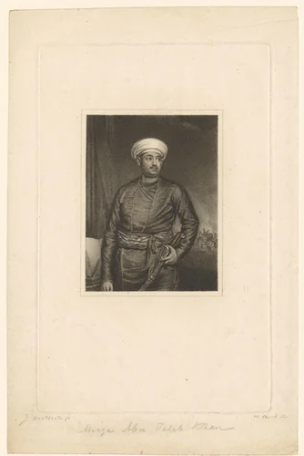 Portret van Mirza Abu Taleb Khan by William Bond, print, 1810