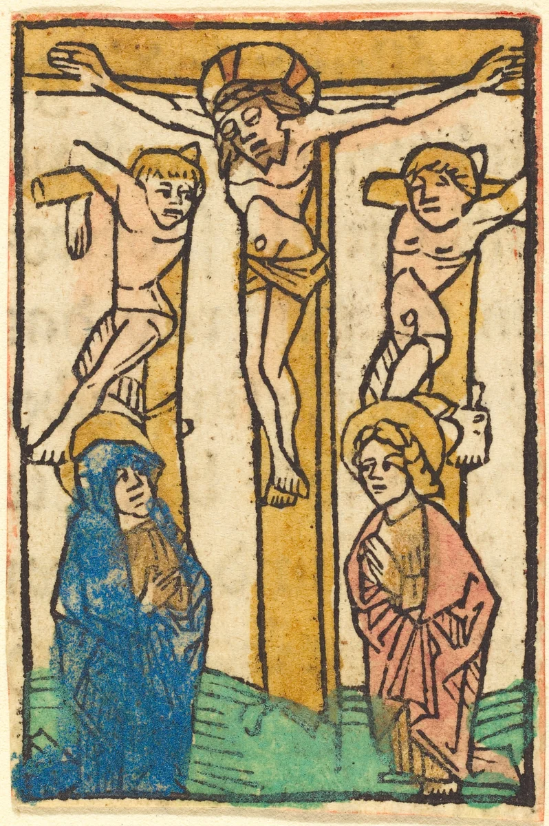 Christ on the Cross between the Two Thieves by German 15th Century, print, 1475
