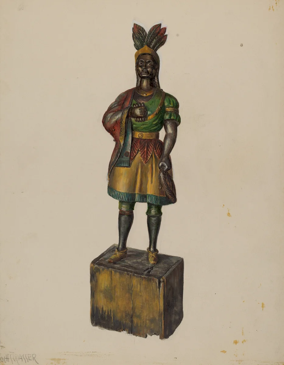 Cigar Store Indian by Walter Hochstrasser, index of american design, 1936