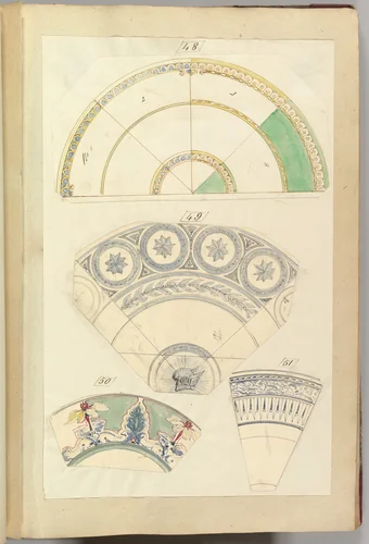 Seven Designs for Decorated Plates by Alfred Forrester, drawing, 1845-1855