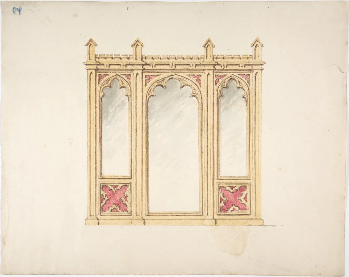 Design for Gothic Tracery and Paneling by anonymous, drawing, 1800-1850