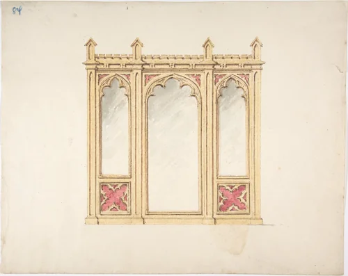 Design for Gothic Tracery and Paneling by anonymous, drawing, 1800-1850