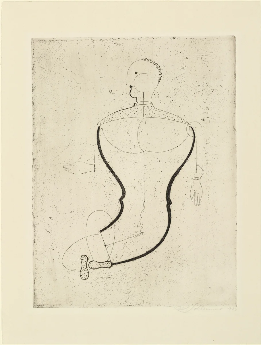 Abstract Figure, Facing Left: Figure S (Abstrakte Figur, nach links: Figur S) from Masters' Portfolio of the Staatliches Bauhaus (Meistermappe des Staatlichen Bauhauses) by Oskar Schlemmer, print, 1922