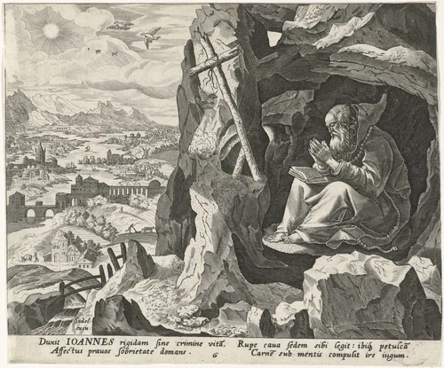 Johannes Cassianus als kluizenaar by Johann Sadeler, print, 1583-1588