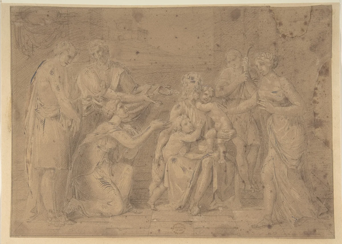 Christ and the Children by anonymous, drawing, 1600-1700