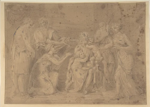 Christ and the Children by anonymous, drawing, 1600-1700