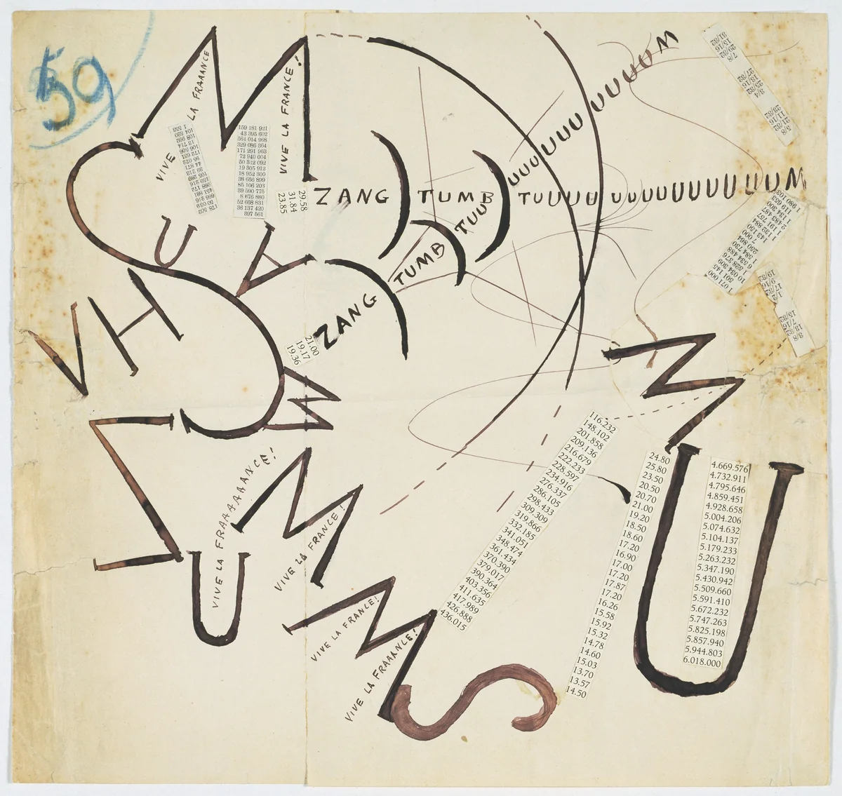 Vive la France by Filippo Tommaso Marinetti, drawing, 1914