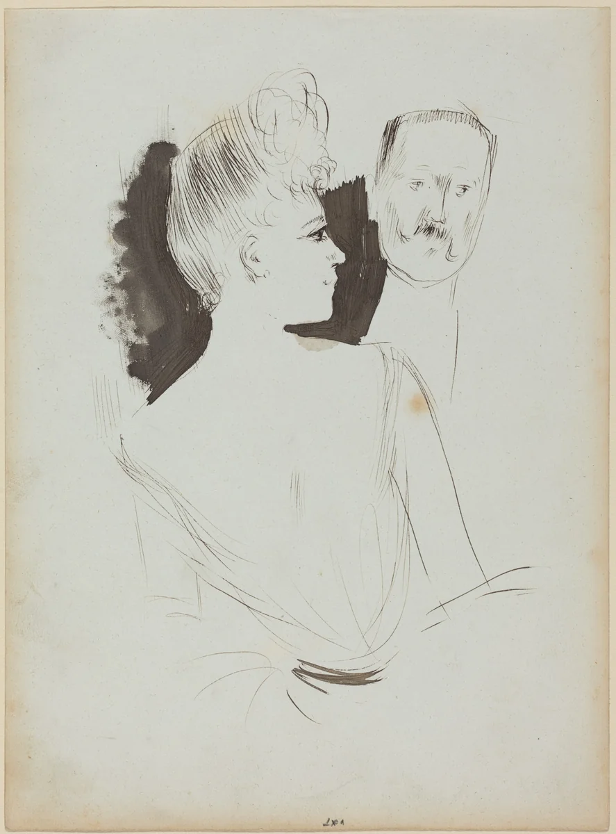 a) Lady and Gentleman in Evening Dress (recto); b) Sketch of Figure (verso) by Jean-Louis Forain, drawing, 1852-1931