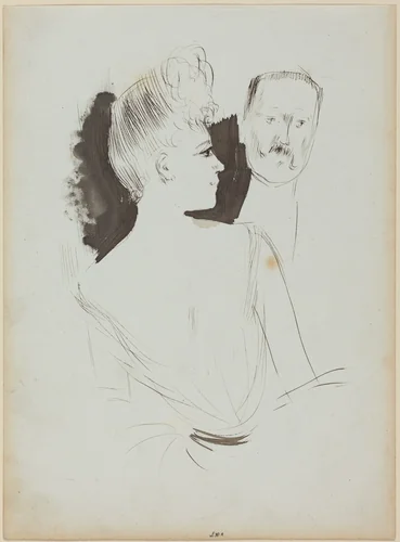 a) Lady and Gentleman in Evening Dress (recto); b) Sketch of Figure (verso) by Jean-Louis Forain, drawing, 1852-1931