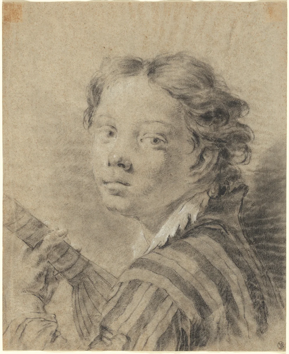 A Boy with a Lute by Giovanni Battista Piazzetta, drawing, 1740