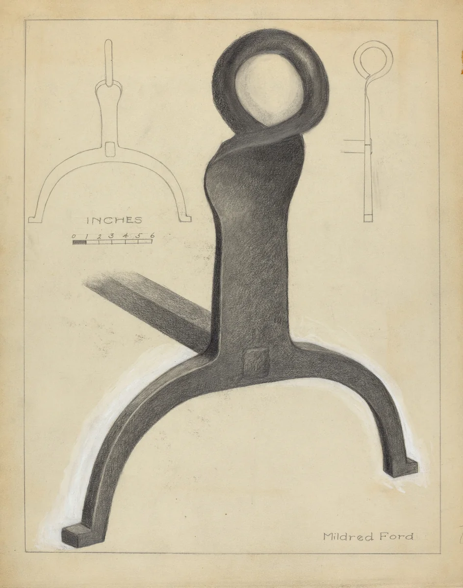 Andiron (One of Pair) by Mildred Ford, index of american design, 1953
