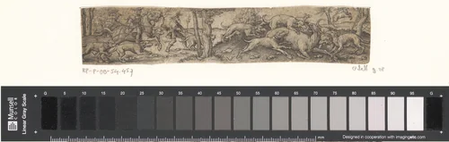Hert aangevallen door jachthonden by Unknown, print, 1524-1562