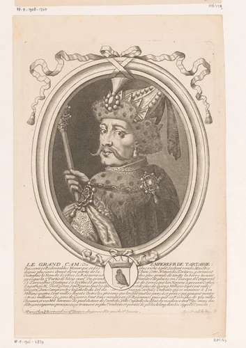 Portret van een Tartaarse keizer by Nicolas de Larmessin, print, 1642-1678