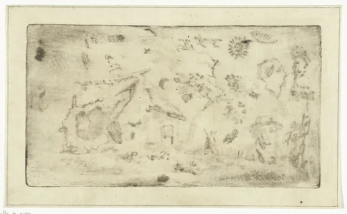 Proefblad met 'penaquatint' by Anthonie van den Bos, print, 1778-1838