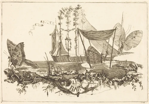 Le Bain (The Bath) by Charles Germain de Saint-Aubin; Etienne Fessard, print, 1748-1760