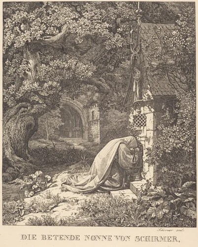 Die betende nonne (The Praying Nun) by Johann Wilhelm Schirmer, print, 1807-1863