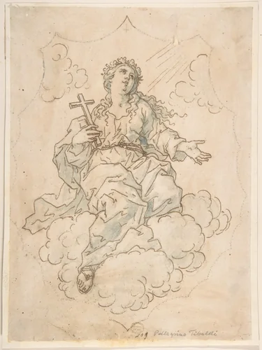 Assumption of Mary Magdalen by anonymous, drawing, 1600-1700