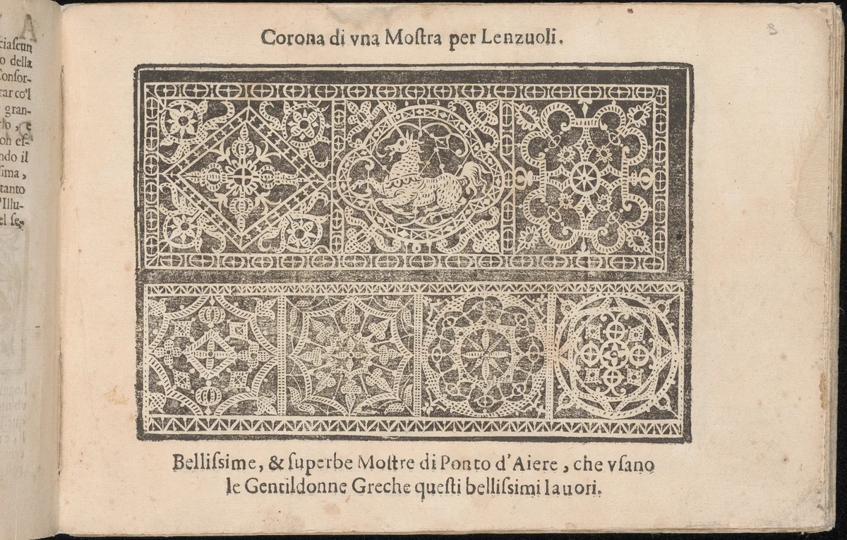 Corona delle Nobile et Virtuose Donne, Libro Terzo, page 3 (recto) by Cesare Vecellio, book, 1620