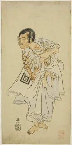Actor Ichikawa Danzô III as Narukami in “Bird of the Capital: Komachi of the East” (“Miyakodori azuma Komachi”) by Katsukawa Shunshô (勝川春章), print, 1763-1773