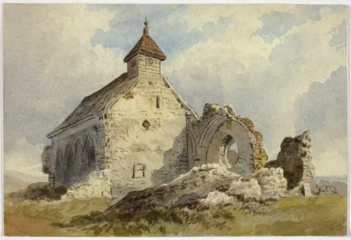 Chapel Ruins by Charles John Hills, painting, 1872