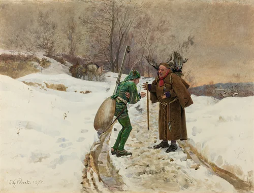 The Ant and the Grasshopper by Jehan-Georges Vibert, painting, 1875