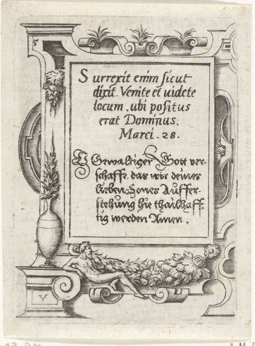 Tekst: Surrexit (...) by Virgilius Solis, print, 1524-1562