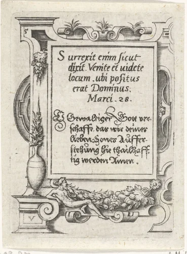 Tekst: Surrexit (...) by Virgilius Solis, print, 1524-1562
