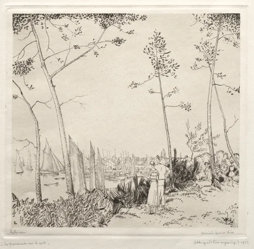 La Promenade sur le Port by Jean-Émile Laboureur, print, 1935