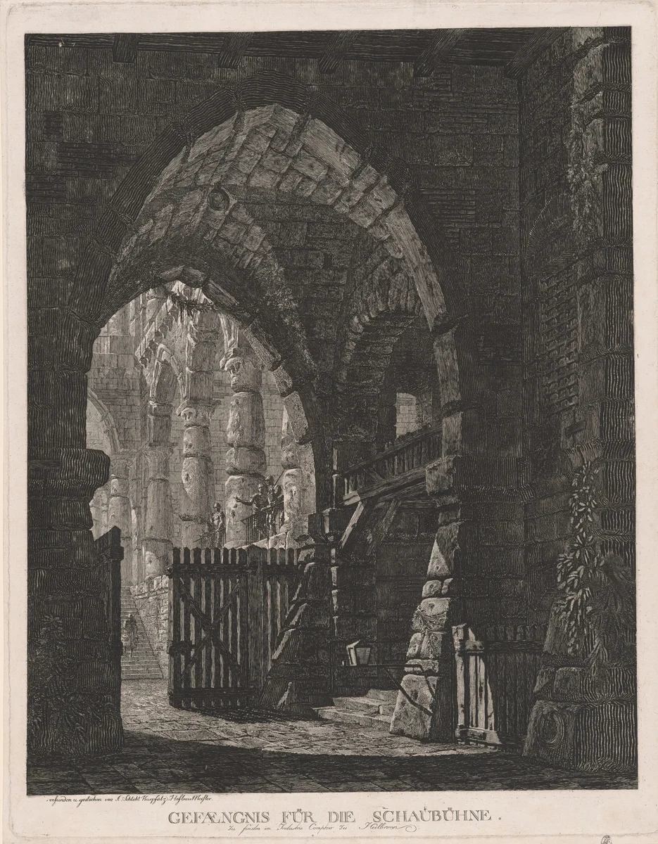 Gefængnis für die Schaubühne (Scenographic Design for a Prison) by Abel Schlicht, print, 1785