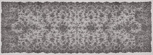 Sjaal van kloskant met hoeklelies by anonymous, textile, 1860-1870