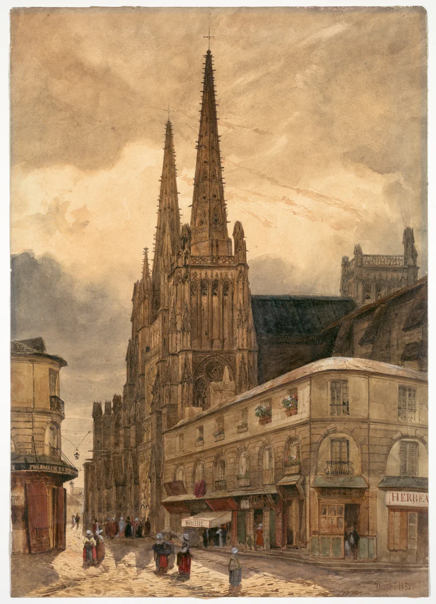 Cathédrale Sainte-André de Bordeaux by Adrien Dauzats, drawing, 1832