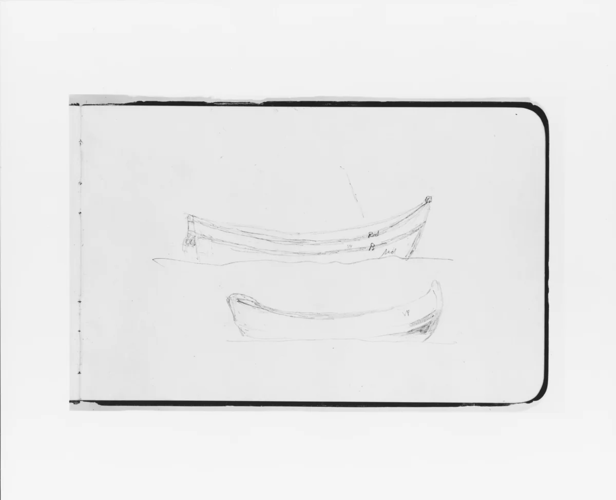Two Rowboats (from Sketchbook) by Albert Bierstadt, artwork, 1891