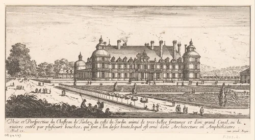 Gezicht op het kasteel van Tanlay te midden van de tuinen by Israël Silvestre, print, 1631-1661