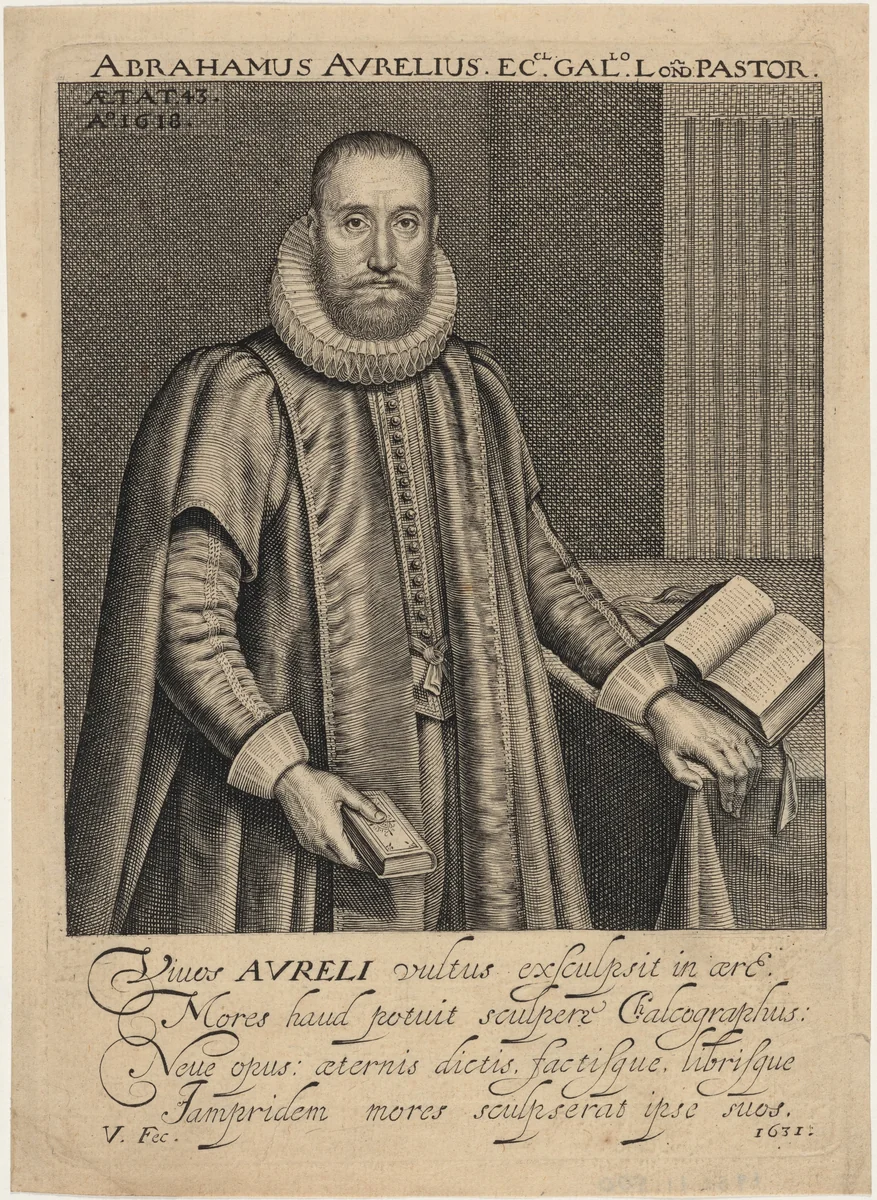 Abraham Aurelius, Minister of the French Church in London by Robert van Voerst, print, 1631