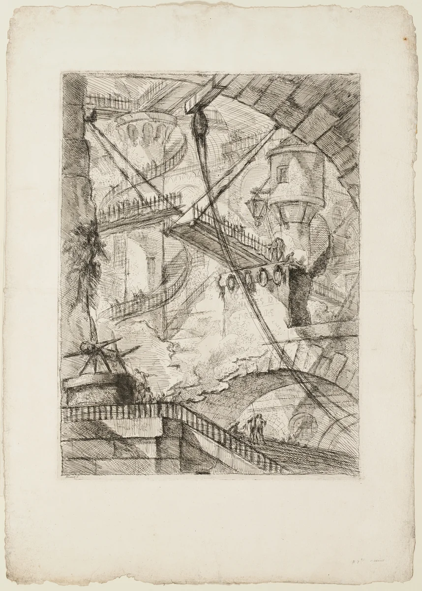 The Drawbridge, plate 7 from Imaginary Prisons by Giovanni Battista Piranesi, print, 1750