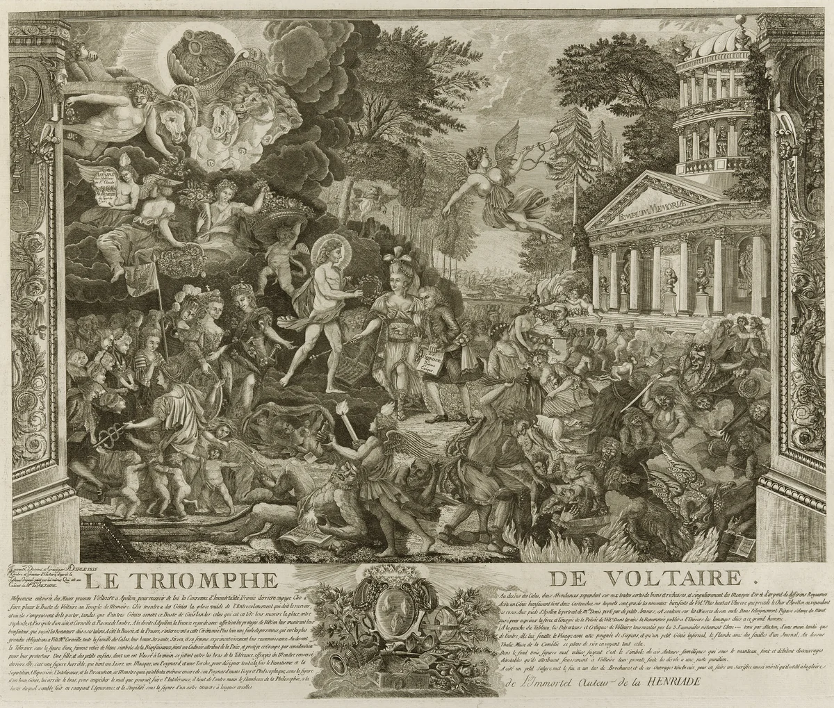 Le Triomphe de Voltaire by A. Duplessis, print, 1773-1784