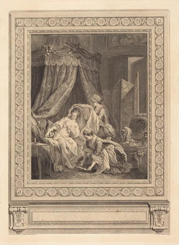 Le lever by Jean Massard; Pierre-Antoine Baudouin, print, 1771