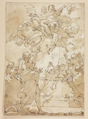 Assumption of the Virgin by Ubaldo Gandolfi or Annibale Carracci, drawing, 1775-1785