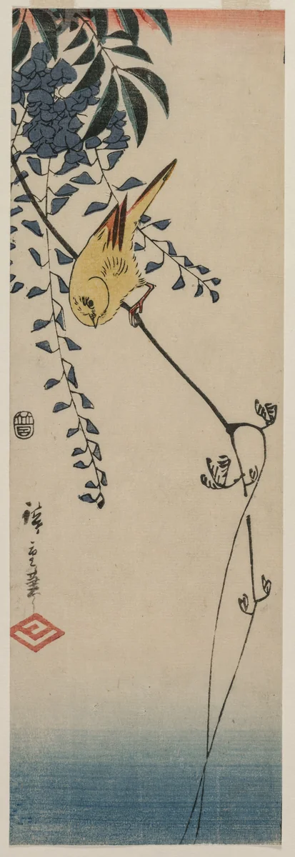 Canary and Wisteria by Utagawa Hiroshige (歌川広重), print, 1844-1846