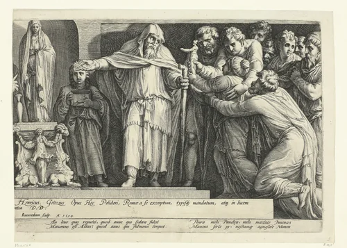 Fries met de bestraffing van Niobe (plaat 5) by Unknown, print, 1594