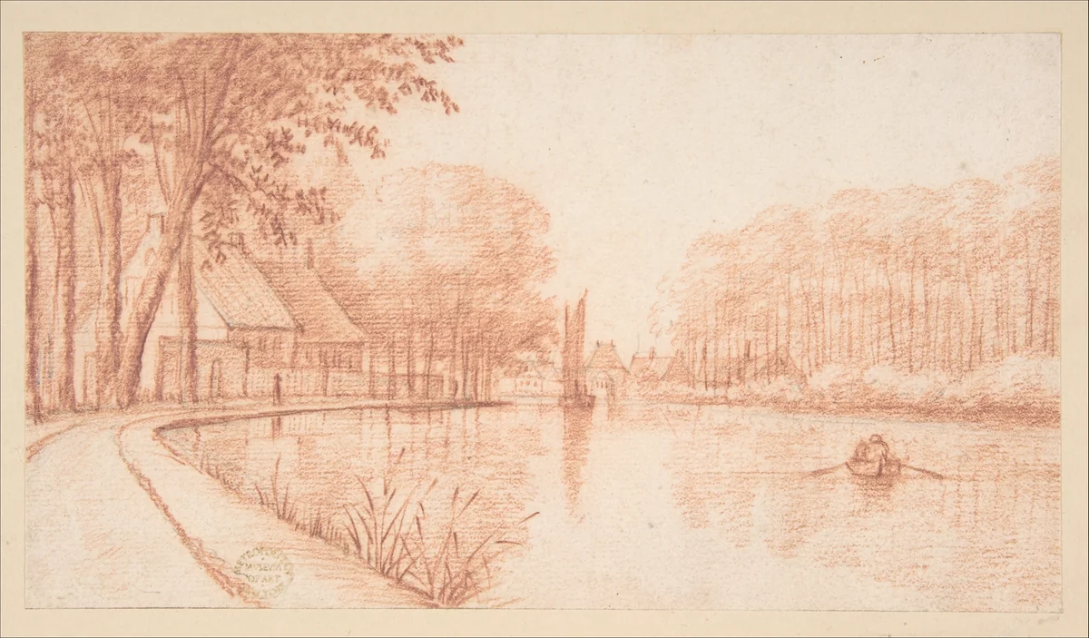 River Scene by Abraham Rutgers, drawing, 1645-1699