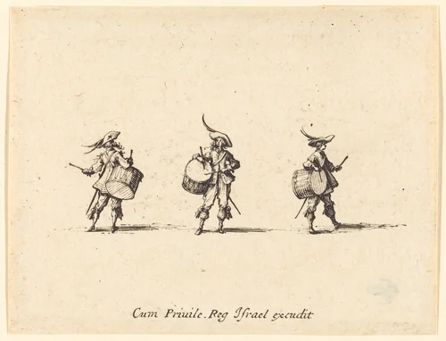 Drill with Drums by Jacques Callot, print, 1634-1635
