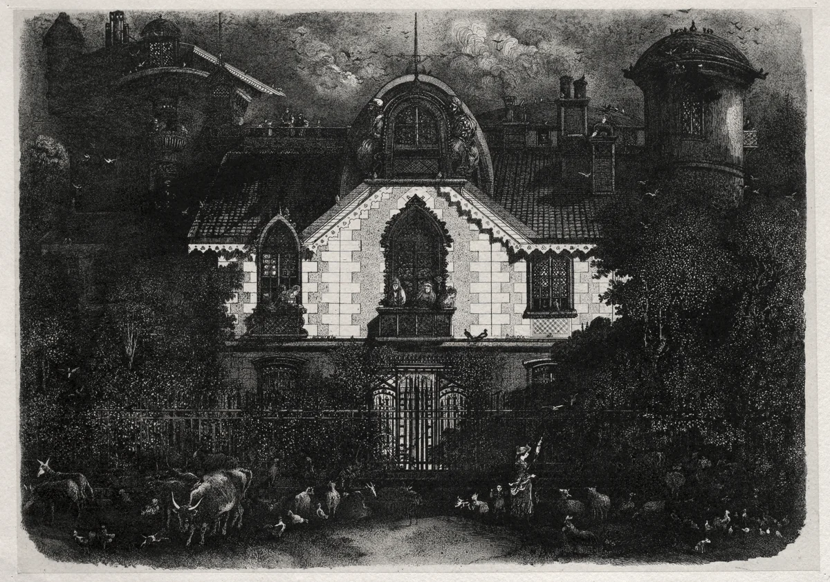 The Enchanted House by Rodolphe Bresdin, print, 1871