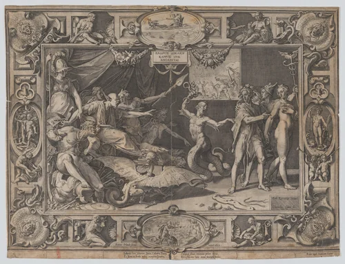 The Calumny of Apelles by Cornelis Cort, print, 1602