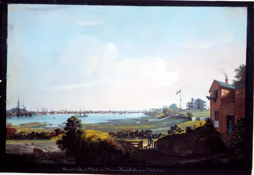 View of the City of New York and the Marine Hospital Taken from Wallabout by Nicolino Calyo, artwork, 1799-1884