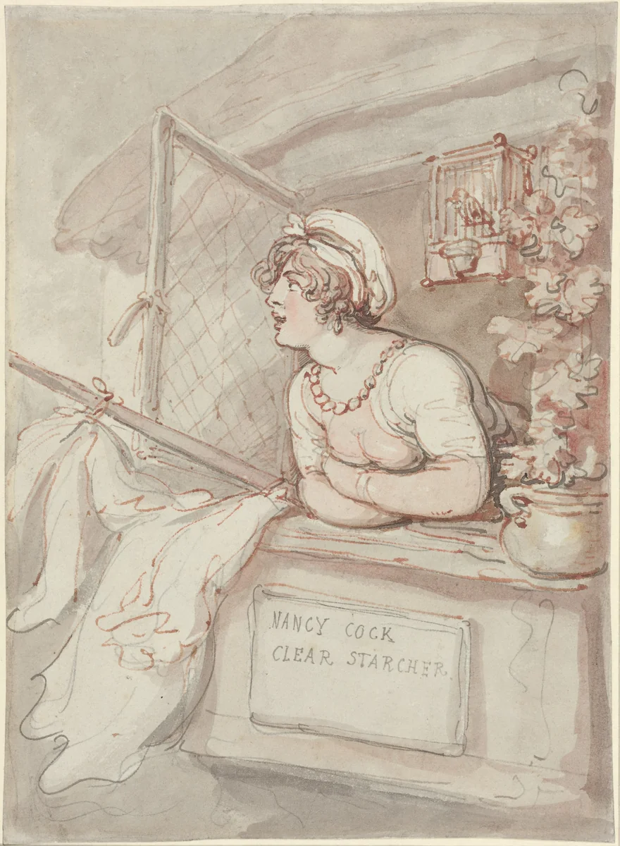Nancy Cock - Clear Starcher by Thomas Rowlandson, drawing, 1815