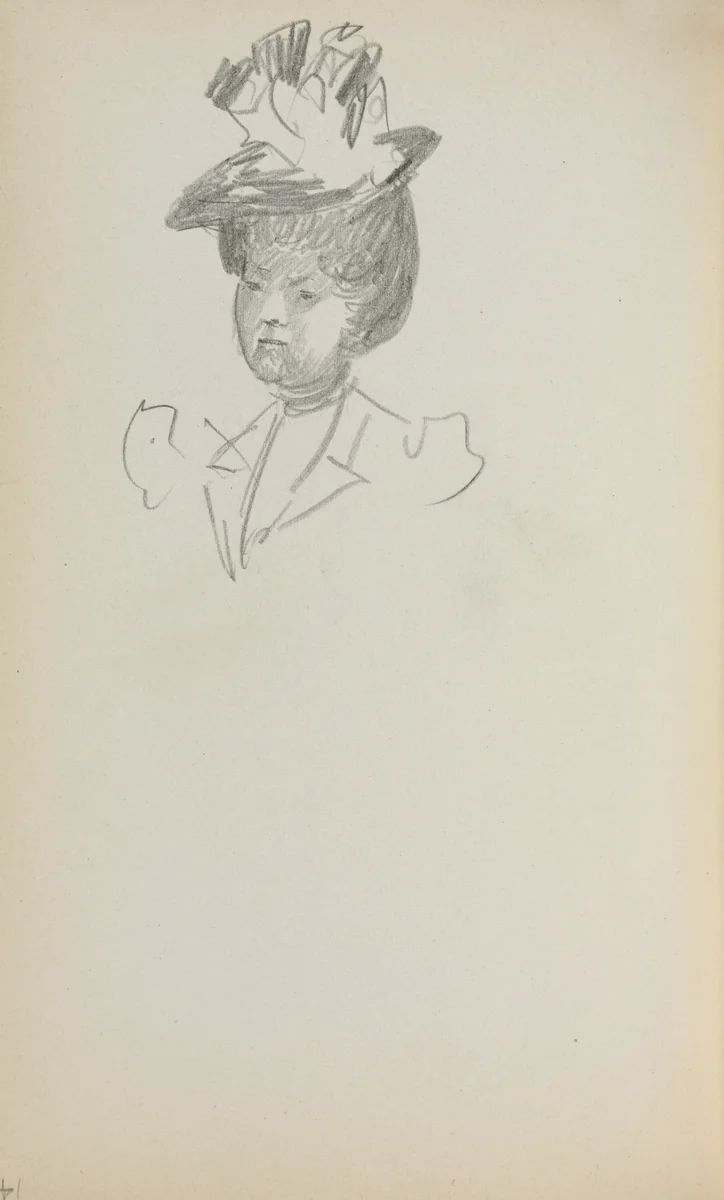 Italian Sketchbook: Woman, Bust Length (page 142) by Maurice Prendergast, book, 1898-1899