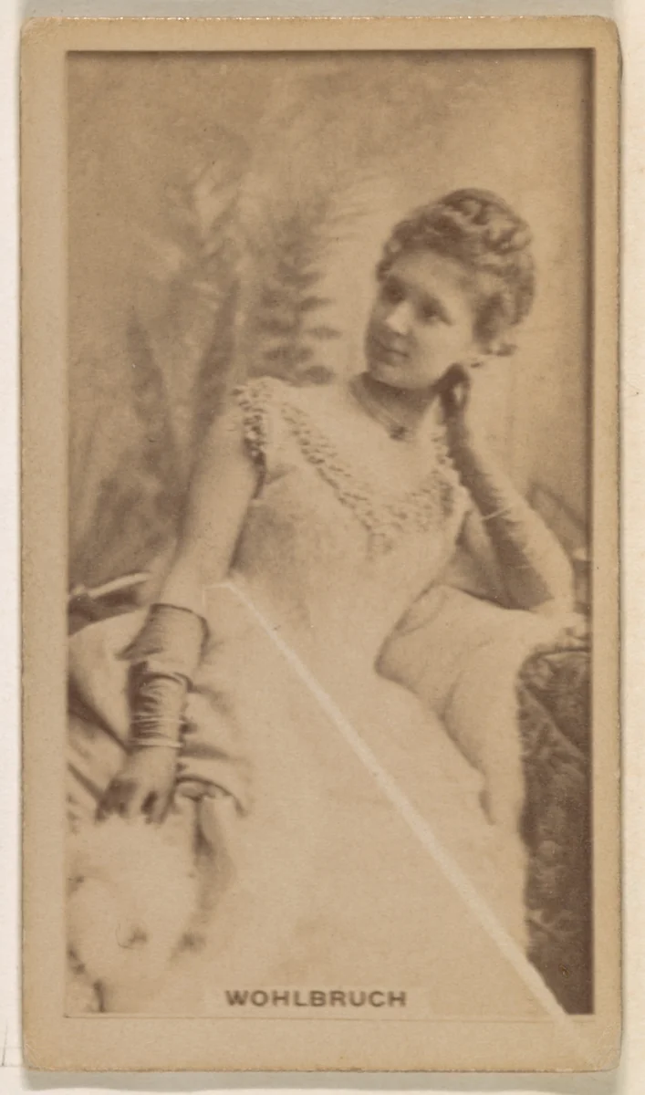 Miss Wohlbruch, from the Actresses series (N245) issued by Kinney Brothers to promote Sweet Caporal Cigarettes by Kinney Brothers Tobacco Company, photograph, 1890