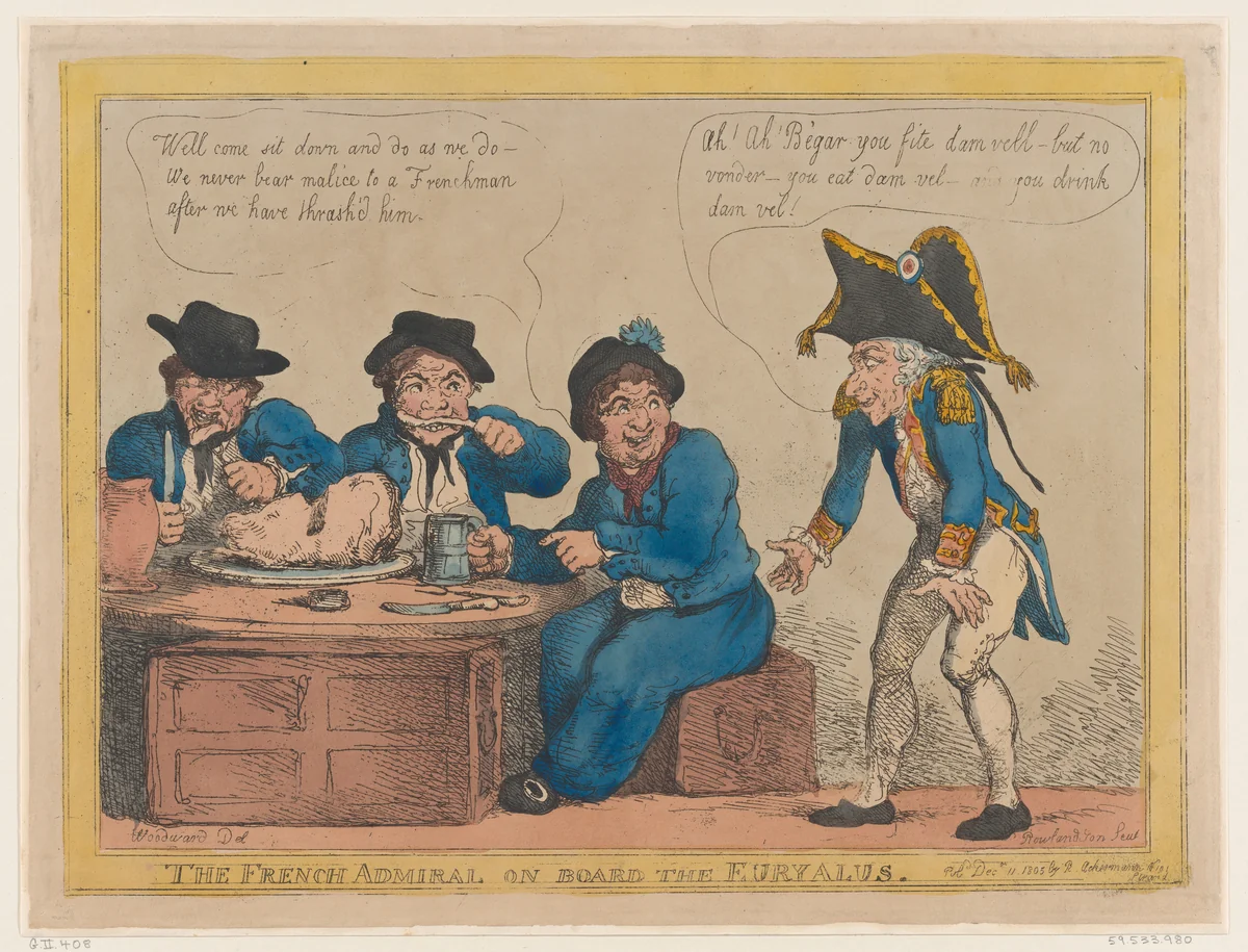 The French Admiral on Board the Eryalus by Thomas Rowlandson, print, 1805