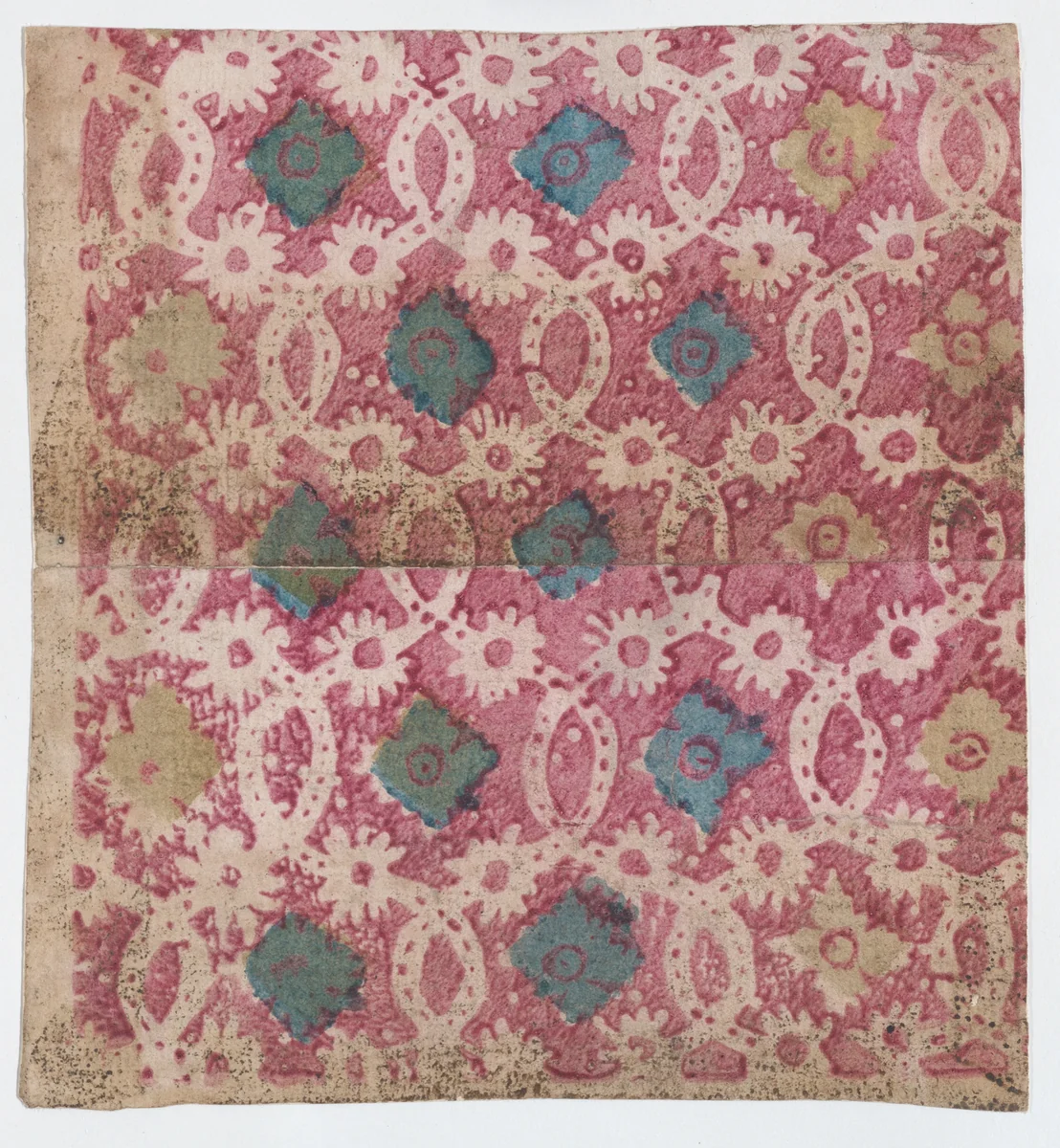 Sheet with overall lattice pattern with rosettes by anonymous, print, 1800-1900